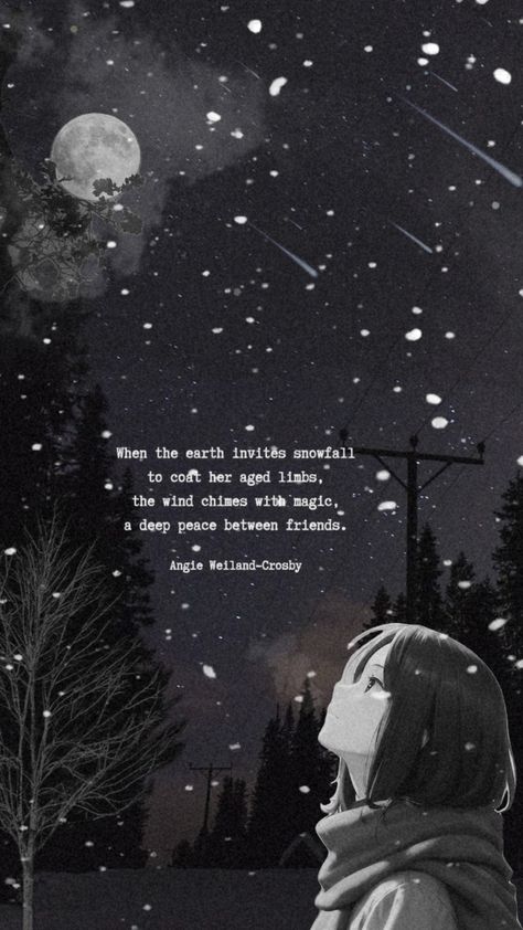 #snowynight #night #nightsky #snow #cold #fyp #shufflefyp #madebyyuhma #animatedshuffle #dark #black #aesthetic #wallpaper #winter #quotes Dark Black Aesthetic Wallpaper, Aesthetic Wallpaper Winter, Dark Black Aesthetic, Winter Quote, Wallpaper Winter, Winter Quotes, Between Friends, Black Aesthetic Wallpaper, Winter Night