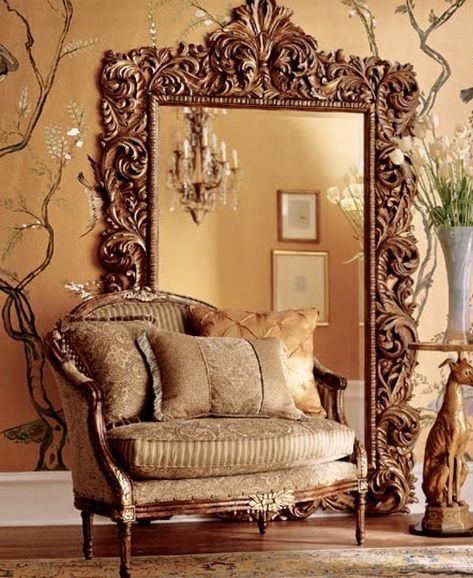 Debut Decorations, Glass Tiles, Beautiful Mirrors, Large Mirror, Dog Beds, Style At Home, Sitting Area, Mirror Image, Spring Garden