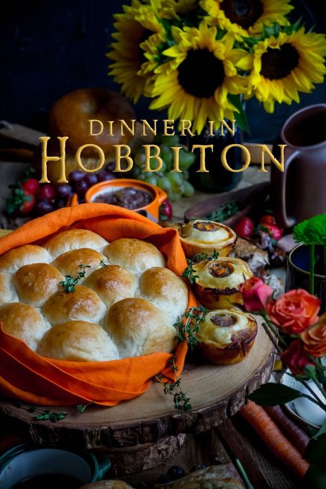 Hobbit Day Dinner Feast The Shire Food, Lord Of The Rings Dinner Food, Food Inspired By Books, Hobbit Dinner Recipes, Lord Of The Rings Themed Dinner, Lotr Inspired Food, Lord Of The Rings Feast, Lord Of The Rings Marathon Food, Hobbit Meal Schedule