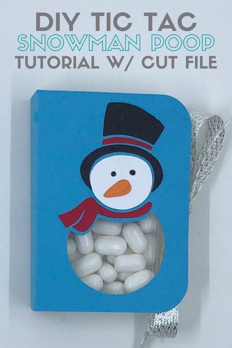 Give Tic Tac Snowman Poop or Snowman Kisses to your friends and family this winter season. The SVG cut file is available in my Etsy store and the full instructions are here! #thecraftyblogstalker #tictacs #handmadegifts #christmas #svg #dxf #snowman Snowman Poop, Treat Packaging, Holiday Party Favors, Mason Jar Crafts Diy, Handmade Inspiration, Diy Craft Tutorials, Teacher Christmas Gifts, Craft Tutorial, Mason Jar Diy