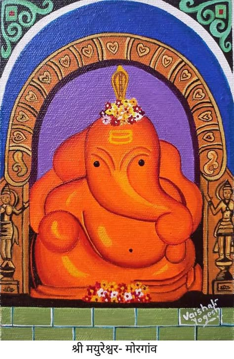 Astavinayak Ganpati, Ganpati Painting, Ganpati Drawing, गणपती बाप्पा, Ganpati Decoration Theme, Clay Ganesha, Phad Painting, Ganesh Chaturthi Decoration, God Tattoo