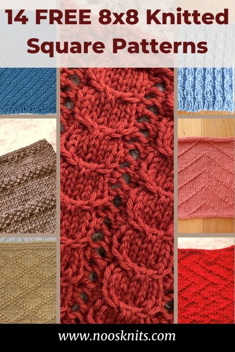 Make these fun 8×8 knitted square patterns free to add to your knit dishcloth collection or compile the knit squares for a blanket! 8 Inch Knitted Square Pattern, Knitted Squares Pattern Free, Knit Square Patterns, Square Knitting Patterns, Knit Squares, Knitted Squares Pattern, Knitted Squares, Quick Knitting Projects, Friends Crochet