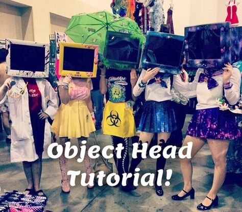 Tiny Dangerous’s Object Head Tutorial (With pictures!) How To Make A Cosplay, Quick Cosplay Ideas, Gara Cosplay, Weird Surrealism, Gumi Cosplay, Nerdy Diy, Tv Heads, Weird Characters, Head Tutorial