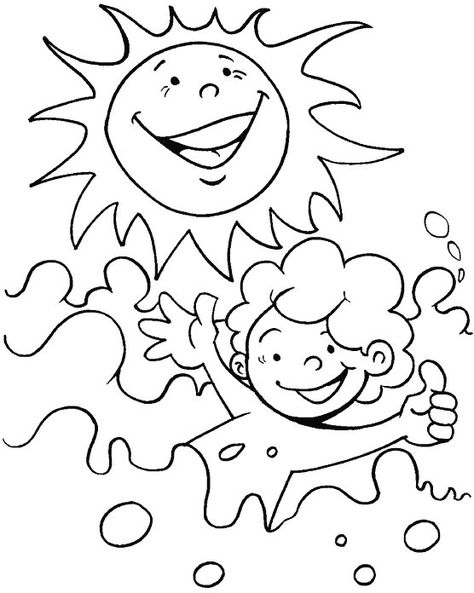 A bright sunny day coloring page Summer Coloring Pictures, Happy Summer Holidays, Summer Coloring Sheets, Sun Coloring Pages, Beach Coloring Pages, Summer Coloring, Fruit Coloring Pages, Rainbow Canvas, Summer Coloring Pages