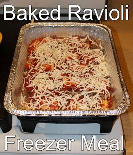 Growing to Four: Baked Ravioli Freezer Meal Batch Cooking Freezer, Crock Pot Freezer Meals, Baked Ravioli, Freezer Dinners, Ravioli Bake, Budget Freezer Meals, Freezer Friendly Meals, Freezable Meals, Freezer Meal Planning