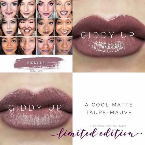 Limited edition Giddy Up Lipsense Colors Chart, Makeup Collage, Lip Sense, Lipsense Lip Colors, Color Descriptions, Senegence Makeup, Long Lasting Lip Color, Senegence Lipsense, Lipsense Colors