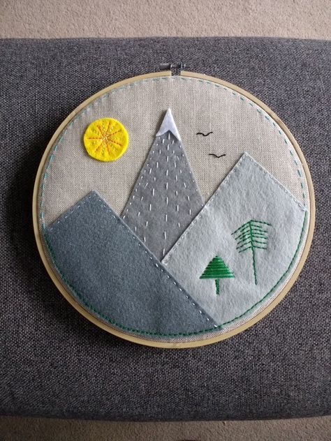 Mountain Applique, Name Embroidery, Felt Gifts, Embroidery Hoop Art, Bedroom Themes, Hoop Art, Embroidery Hoop, Felt Crafts, Fun Projects