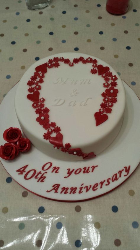 40th Wedding anniversary cake, for my parents. ❤ Aniversary Cakes Ideas Simple, 40th Anniversary Cake For Parents, Cake For Parents Anniversary, Aniversary Cakes Ideas, Anniversary Cake Ideas For Parents, Anniversary Cake Designs For Parents, Anniversary Cakes For Parents, Simple Anniversary Cake Designs, Anniversary Cake For Parents