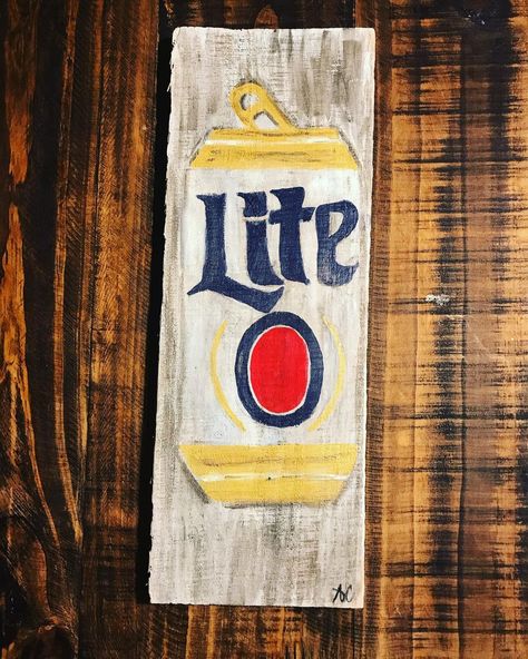 AMC Designs on Instagram: “Anyone you know who LOVES Miller Lite?! This sign would be perfect for them or for yourself! Come check it out at Urban Market Warehouse…” Miller Lite Painting, Urban Market, Miller Lite, Chicago Cubs Logo, Chicago Cubs, Paint Designs, Be Perfect, Sport Team Logos, Sports Team