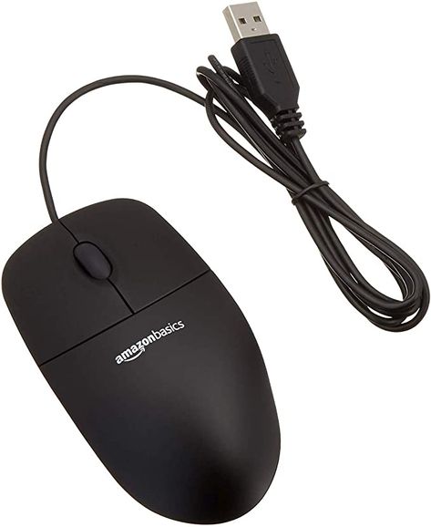 Amazon.com: AmazonBasics 3-Button USB Wired Computer Mouse (Black), 1-Pack: Electronics Setup Laptop, Keyboard Ideas, Desktop Keyboard, Hard Drive Accessories, Computer Gadgets, Card Accessories, Output Device, Mouse Computer, Gaming Mice