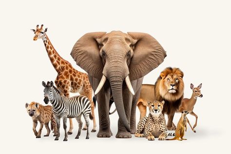 African wildlife, animal remix, design resource | premium image by rawpixel.com / Nunny South Africa Animals, South Africa Wildlife, Zoo Photos, Cheetah Cubs, Cartoon Giraffe, Africa Wildlife, Animal Conservation, Africa Animals, Cartoon Elephant