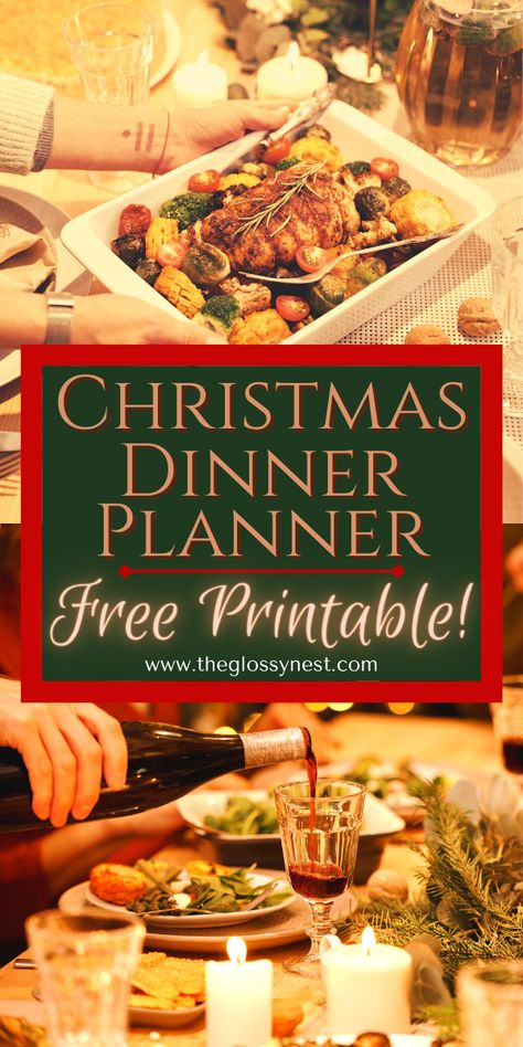 Need some help with cooking this holiday? Trying to figure out the timings for making Christmas dishes? This Christmas meal planner free printable is a simple way to map out your Christmas dinner menu, grocery list & cooking timing. Use this free Christmas menu planner printable for planning out the best dishes to serve this year at your holiday feast. You'll spend more time relaxing on Christmas Day & Christmas Eve when you have a good Christmas dinner plan in place. Christmas Dinner Images, Christmas Meal Planner, Cooking Schedule, Lunch Planner, Planner Free Printable, Menu Planner Printable, Holiday Meal Planning, Dinner Planner, A Simple Christmas