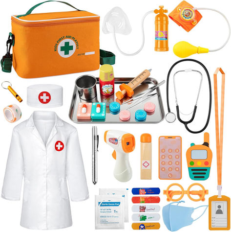 EFO SHM Doctor Kit for Kids, 34 Pcs Kids Doctor Playset kit for Toddlers 3-5 with Medical Storage Bag & Real Stethoscope, for Boys and Girls Fun Role Playing Game, Doctor Play Gift for Kids Toddlers Toddler Doctor Kit, Kids Doctor Set, Kids Doctor Kit, Toy Doctor, Medical Storage, Doctor Play, Doctor Play Set, Kids Role Play, Play For Kids