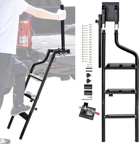 Amazon.com: POKIAUTO 42" Foldable Pickup Truck Tailgate Ladder with Grab Handle, Heavy Duty Universal Folding Tailgate Step Ladder with Handrail for Pickup Truck (F150, RAM 1500 etc.) Accessories : Automotive Tailgate Step, Awesome Gadgets, Truck Tailgate, Step Ladder, Truck Accessories, Truck Bed, Pickup Truck, Ram 1500, Folded Up