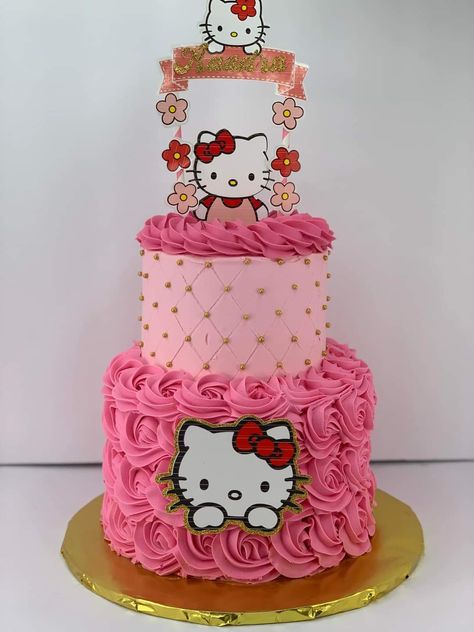 Hello Kitty 1st Birthday Party Ideas, Pastel Hello Kitty, Bolo Da Hello Kitty, Hello Kitty Birthday Cake, Hello Kitty Car, 6th Birthday Cakes, Hello Kitty Baby, Hello Kitty Cake, Hello Kitty Party