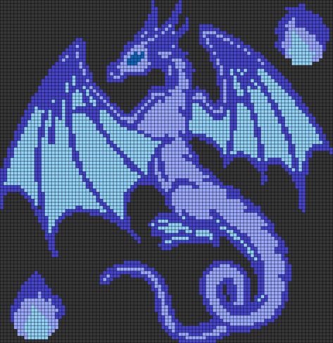 Pixel Dragon Art, Dragon Pixel Art Grid, Dragon Alpha Pattern, Dragon Pixel Art, Pixel Art Dragon, Pixel Dragon, Grid Art, Crochet Patterns Filet, Dragon Cross Stitch