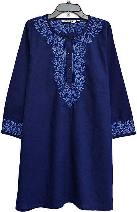 Cotton Kurti Designs Casual, Kurti Designs Cotton, Kurti Blouse, Hand Embroidered Tunics, Kurti Embroidery, Kurti Embroidery Design, Embroidered Tunic Top, Cotton Kurti Designs, Long Knit Cardigan