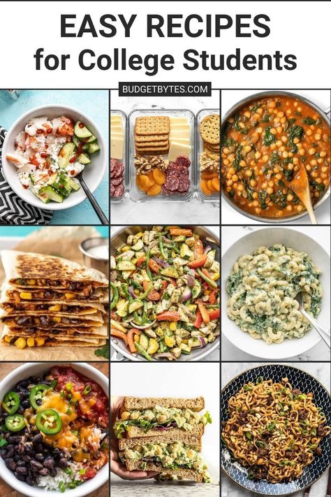 I’ve put together this list of 30 Easy Recipes for College Students to help you get through the semester without coming out the other side feeling like a casualty!! Pop over to our site for some recipe inspiration! | dinner recipes | breakfast ideas | meal prep recipes | budget recipes | College Supper Ideas, Easy Healthy Meals For College Students Budget, University Cooking Easy Recipes, Healthy Easy Meals College Students, Recipes For Students College Meals, Cheap Healthy Meals Breakfast, East College Recipes, Breakfast Ideas College Students, Easy Breakfast Ideas College