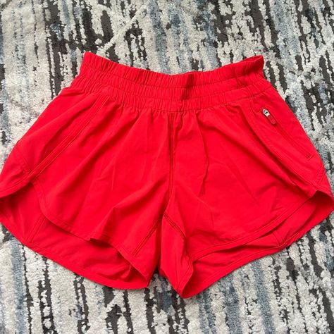 Lululemon Running Short Size: 6 Color: Red Inseam: 4" Longest Seam: 11" Condition: Extremely Good. Never Worn. -Smoke Free -Pet Free Household Red Lulu Shorts, Red Lululemon Shorts, Lululemon Running Shorts, Lulu Shorts, Lululemon Running, Athletic Clothes, Shorts Lululemon, Running Short, Lululemon Shorts