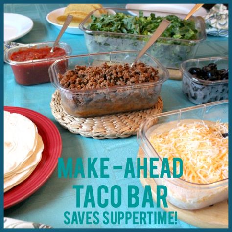 This is a sponsored post for SheSpeaks/Rubbermaid®. I love eating, and I love food. But there are weeks when I do NOT love food prep. For those heavily scheduled weeks, I try to save our suppertime by choosing make-ahead meal ideas! These meals are usually simple, like my Make-Ahead Taco Bar that saved not one, […] Taco Bar Family Dinner, Meal Train Taco Kit, Make Ahead Taco Meat, Make Ahead Tacos For A Crowd, Make Ahead Tacos, Taco Meal, Family Meal Prep, Camping Meal, Nacho Bar