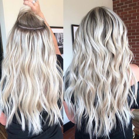 Invisible Bead Extensions®️ on Instagram: “Say whaaaaat😍 SEAMLESS PERFECTION!  . Interested in Invisible Bead Extensions®️ Professional or consumer, click the link in our bio for…” Shadow Root Blonde, Invisible Hair Extensions, Mane Hair, Blonde Extensions, Bright Blonde Hair, Blonde Hair Extensions, Dimensional Blonde, Long Hair Extensions, Luscious Hair