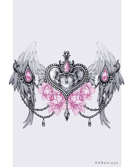 Chest Tattoo Designs Female, Chandelier Tattoo, Cute Thigh Tattoos, Stomach Tattoos Women, Gem Tattoo, Belly Tattoos, Rose Tattoos For Women, Angel Tattoo Designs, Chest Tattoos For Women