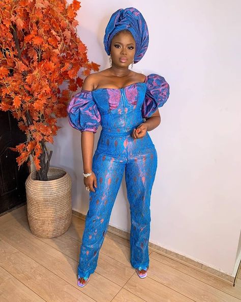 Ms Asoebi on Instagram: “Fab in funkified lace & Aso-oke @sisi_onigele1 • • • • • •” Aso Ebi Jumpsuit, Asoebi Jumpsuit, Jumpsuit Styles, Jumpsuit Lace, Jumpsuit Design, Trendy Jumpsuit, Aso Ebi Styles, Aso Oke, Concept Clothing