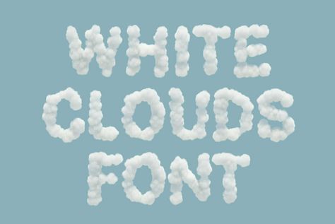 Cloud Letters Font, Creative Number Design, Cloud Lettering, Cloud Letters, Dream Font, Postcard Project, Cloud Poster, Cloud Type, Voucher Design