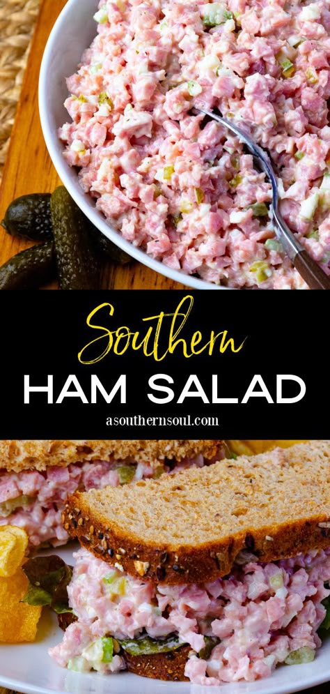 Southern Ham Salad - A Southern Soul % Southern Ham, Salad Jars, Ham Salad Recipes, Ham Dishes, A Southern Soul, Leftover Ham Recipes, Meat Salad, Ham Salad, Lost 100 Pounds