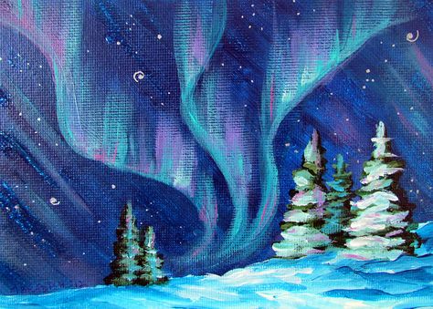 Aurora Borealis Art Project, Aurora Borealis Painting, Aurora Borealis Art, Purple Art Abstract, Northern Lights Art, Northern Lights Painting, Aurora Borealis Northern Lights, Wood Prints, Canvas Painting Landscape