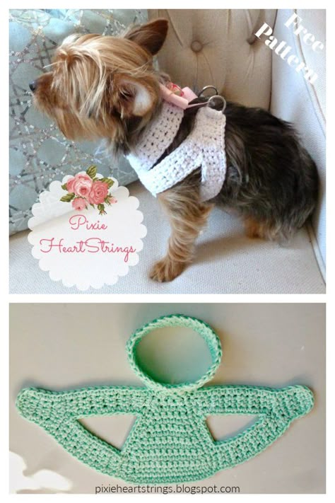 Dog Harness Pattern Free, Crochet Dog Sweater Free Pattern, Dog Harness Pattern, Crocheted Dog, Crochet Dog Clothes, Dog Sweater Crochet Pattern, Crochet Dog Patterns, Crochet Dog Sweater, Dog Clothes Diy