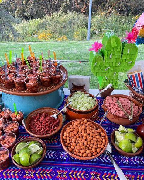 Botanas Mexicanas Ideas Fiesta, Candy Bar Mexicano, Sweet 16 Mexican Theme Fiesta Party, Mexican Candy Table Ideas, 30th Birthday Fiesta Mexican Party, Quince Mexican Candy Table, Fiesta Mexicana Ideas, Mexican Snack Foods, Party Snack Table