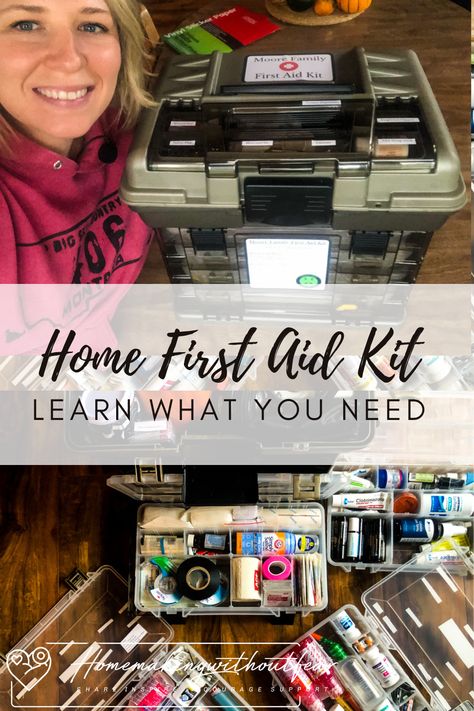 Having a well-stocked DIY Home First Aid Kit is such an important part of a home. Keep in mind that if conventional medications are not your thing a home medical/first aid kit could be stocked with more natural or herbal products. This is the beauty of a DIY First Aid Kit. It is customized to your family preferences and needs. Home First Aid Kit, First Aid Kit Checklist, Emergency Medical Kit, First Aid Kit Storage, First Aid For Kids, Diy First Aid Kit, Camping First Aid Kit, Medicine Kit, Emergency First Aid Kit