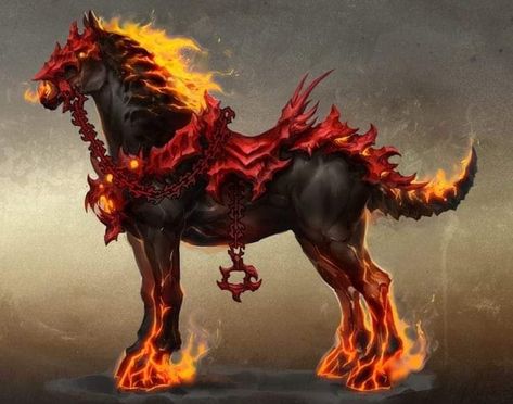 Evil Horse, Demon Horse, Fire Horse, Magical Horses, Horse Armor, Fantasy Horses, Fantasy Beasts, Horse Drawings, Fantasy Creatures Art