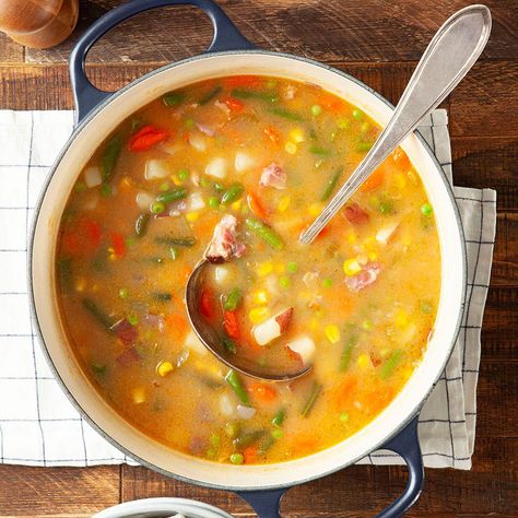 Ham Vegetable Soup, Vegetable Soup With Ham, Ham And Vegetable Soup, Ham Stock, Leftover Ham Bone, Vegetable Barley Soup, Bean And Vegetable Soup, Bean And Bacon Soup, Slow Cooker Potato Soup