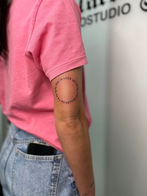 #tattoo #circle #circletattoo #tattooideas #tattooart #tattooartist #tattoodesign #tattoosforwomen #smalltattoo #smalltattooideas #smalltattoosforwomen #tattoomodel #ascetic #ascetictattoo #lettering #letters #letteringtattoo #lettercircle #blackandwhite #blacktattoo #aesthetic #aesthetictumblr #aesthetictattoos Word Circle Tattoo, Circular Tattoo Placement Ideas, Circle Tattoos Ideas, Shoulder Circle Tattoos For Women, Circle Words Tattoo, Full Circle Tattoo Ideas, Circle Quote Tattoo, Circle Shaped Tattoos, Circle Knee Tattoo