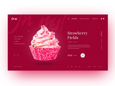 Cupcake Store Homepage Concept by Kris Anfalova | Dribbble | Dribbble การออกแบบ Ui Ux, Cupcake Store, Strawberry Buttercream, Sugar Sprinkles, Homepage Design, Website Design Layout, Ui Inspiration, Cupcake Party, Wireframe