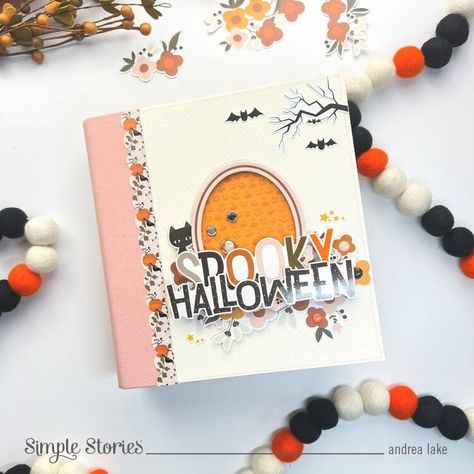 Spooky Halloween Mini Album - Project Idea - Scrapbook.com Simple Stories Snap, Halloween Mini Albums, Simple Stories Scrapbooking, October Daily, Harvest Market, Halloween Paper Crafts, Halloween Scrapbook, Doodlebug Design, Mini Scrapbook Albums