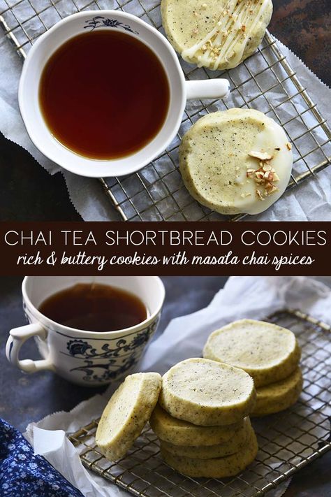 Chai Tea Shortbread Cookies are crisp, buttery, richly spiced, and laced with vanilla bean; they're the perfect fall treat with a cup of tea! Shortbread Cookies Recipe, Spearmint Tea, Butter Toffee, Fresh Baked Cookies, Shortbread Cookie Recipe, Vanilla Chai, Tea Cookies, Buttery Cookies, Chai Spice