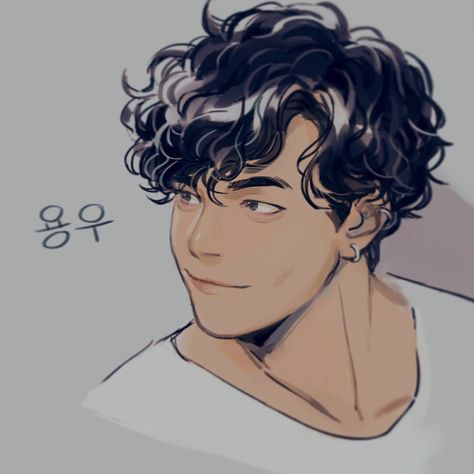 Hair References Drawing, Anime Curly Hair, Boy Hair Drawing, Curly Hair Cartoon, Drawing Male Hair, Male Hairstyles, Manga Hair, Curly Hair Drawing, Anime Boy Hair