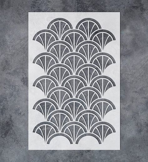 Geometric Pattern Stencil, Stencil Patterns For Furniture, Stenciled Accent Walls, Art Deco Stencil Patterns, Geometric Stencil Patterns, Floral Pattern Painting, Art Nouveau Stencil, Art Deco Stencils, Painted Arch