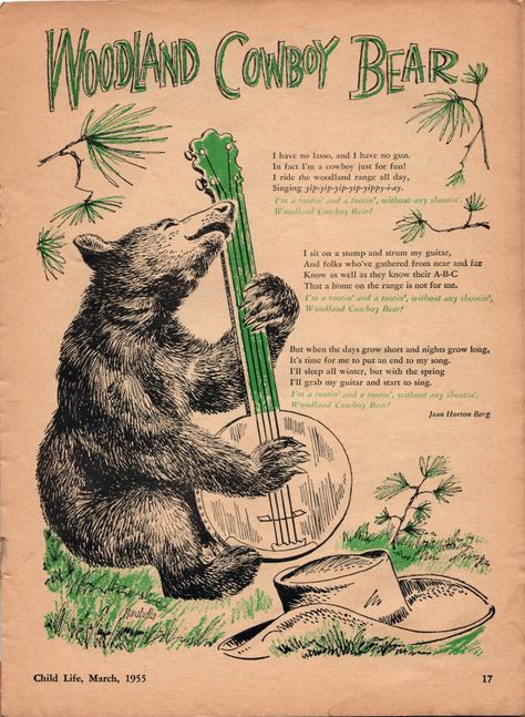 Bear Art Aesthetic, Banjo Tattoo, Bear Playing Guitar, Banjo Art, Bear Poster, Bear Illustration, Just Saying, Arte Inspo, Bear Art