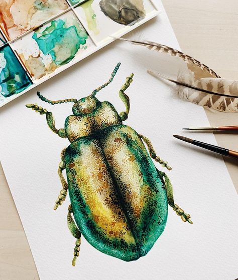 Insect Watercolor Painting, Watercolor Bugs Insects, Bugs Painting, Insects Watercolor, Watercolor Bugs, Bug Watercolor, Insect Painting, Insect Watercolor, Insects Art