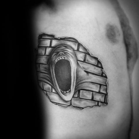 Pink Floyd Tattoo The Wall, The Wall Pink Floyd Tattoo, The Wall Tattoo Pink Floyd, Pink Floyd The Wall Tattoo, Brick Tattoo For Men, Wall Makeover Ideas, The Wall Tattoo, Pink Floyd Tattoo Art, Pink Floyd Hammers