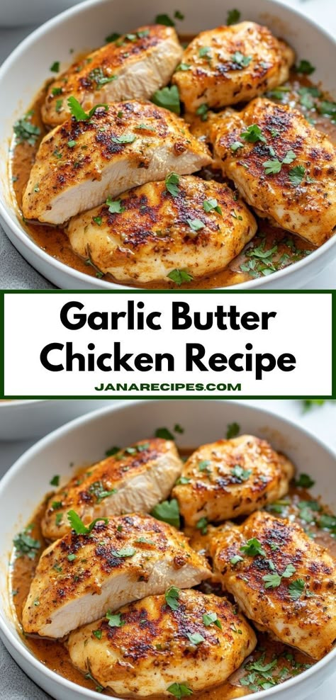 Searching for a flavorful twist on chicken? This Garlic Butter Chicken Recipe features succulent chicken bathed in aromatic garlic butter, making it a fantastic choice for any weeknight dinner or special occasion. Easy Garlic Butter Chicken, Easy Garlic Butter, Dinner Ideas For Two, Chicken Casserole Recipes, Ground Beef And Potatoes, Dinner Ideas Recipes, Chicken Dinner Ideas, Chicken Breast Recipes Easy, Chicken Recipes For Dinner