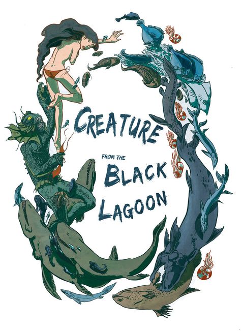 Lagoon Monster, Creature Of The Black Lagoon, Lagoon Art, Monster Movies, Creature From The Black Lagoon, The Black Lagoon, Black Lagoon, Movie Monsters, Creature Art