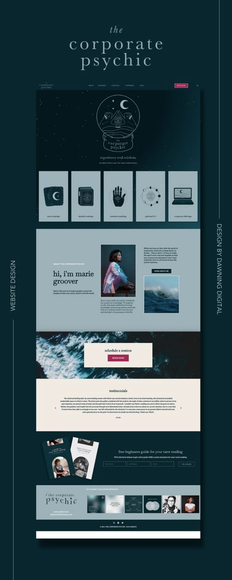 Metaphysical Website Design, Dark Themed Website Design, Dark Color Website Design, Dark Websites Design, Blue Theme Website Design, Website Blue Design, Psychic Website Design, Galaxy Website Design, Celestial Website Design