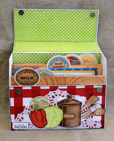 The BoBunny Blog: Recipe Box Tutorial featuring Family Recipes with Ulrika Recipe Box Diy, Papercraft Gifts, Scrapbook Cookbook, Plant Plate, Scrapbook Recipe Book, Recipe Card Boxes, Recipe Card Box, Recipe Album, Recipe Card Holders