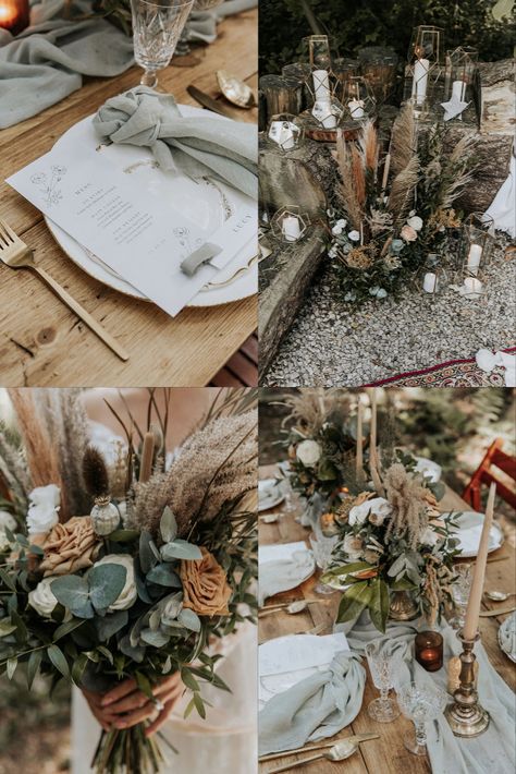 Olive Green Boho Wedding, Boho Wedding Sage Green, Beach Grass Wedding, Sage Boho Wedding, Boho Wedding Green, Wedding Top Table Flowers, Green Boho Wedding, Rustic Wood Wedding Decor, Wheat Wedding