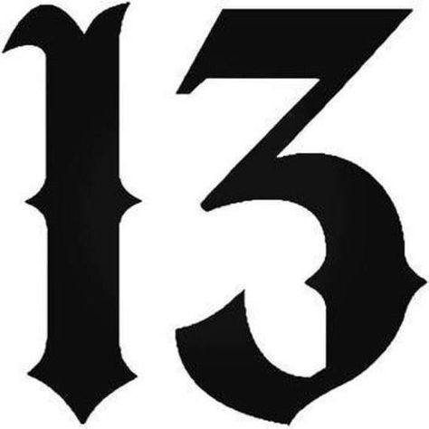 Number 13 Tattoo Designs, 13 Tattoo Designs, Number 13 Tattoo, Outline Drawing Tattoo, Tattoo Numero, Number 13 Tattoos, Fonts Name, Jester Tattoo, Lucky Number 13